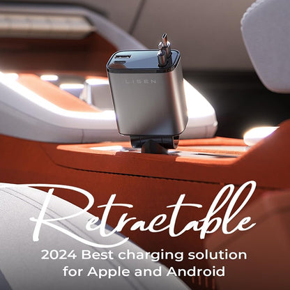 LISEN 84W Auto-Ladegerät mit einziehbarem USB-C Kabel