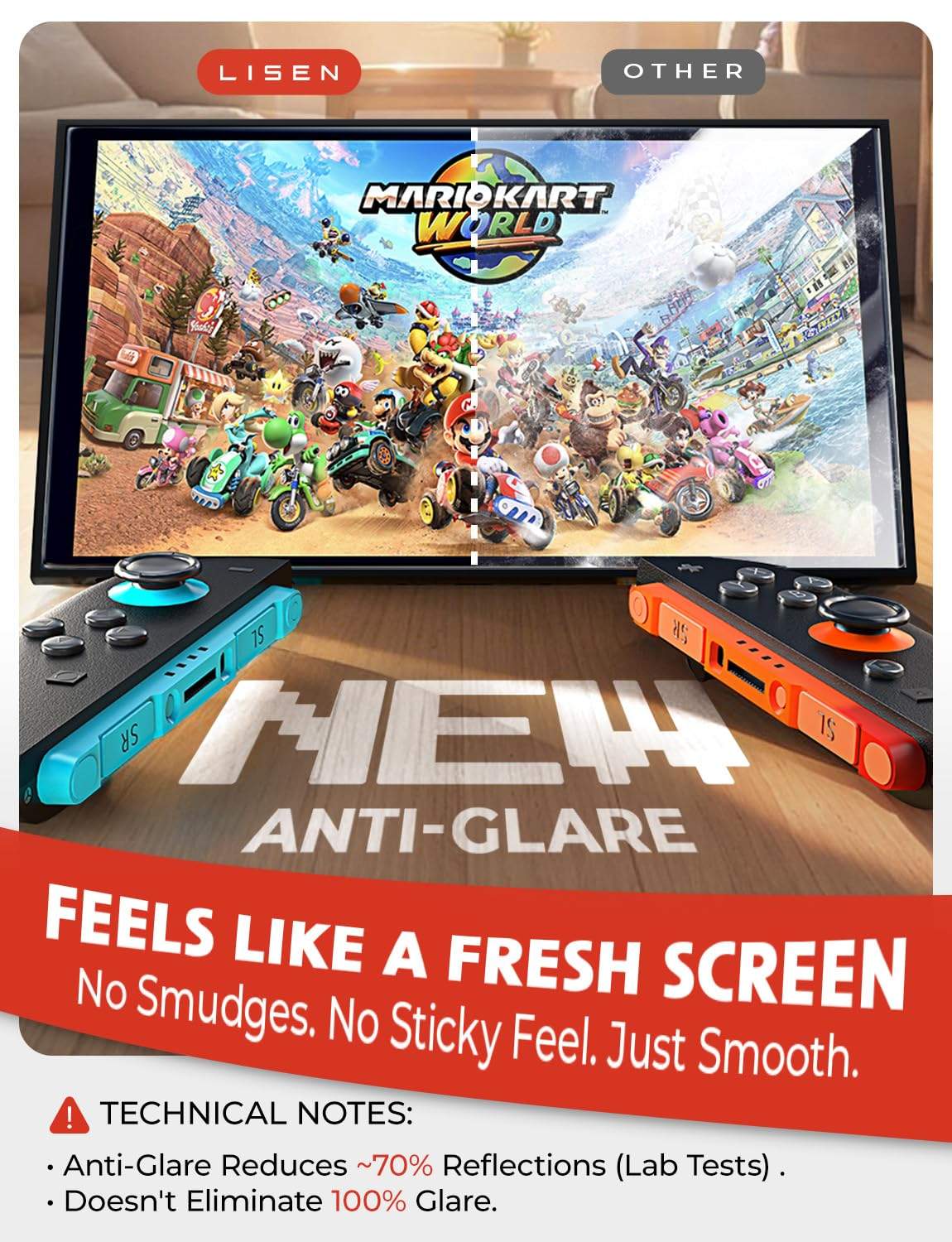 LISEN Displayschutzfolie aus gehärtetem Glas für Nintendo Switch 2 – Auto-Alignment Kit, Vollabdeckung