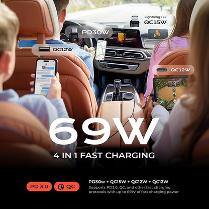 LISEN 84W Auto-Ladegerät mit einziehbarem USB-C Kabel