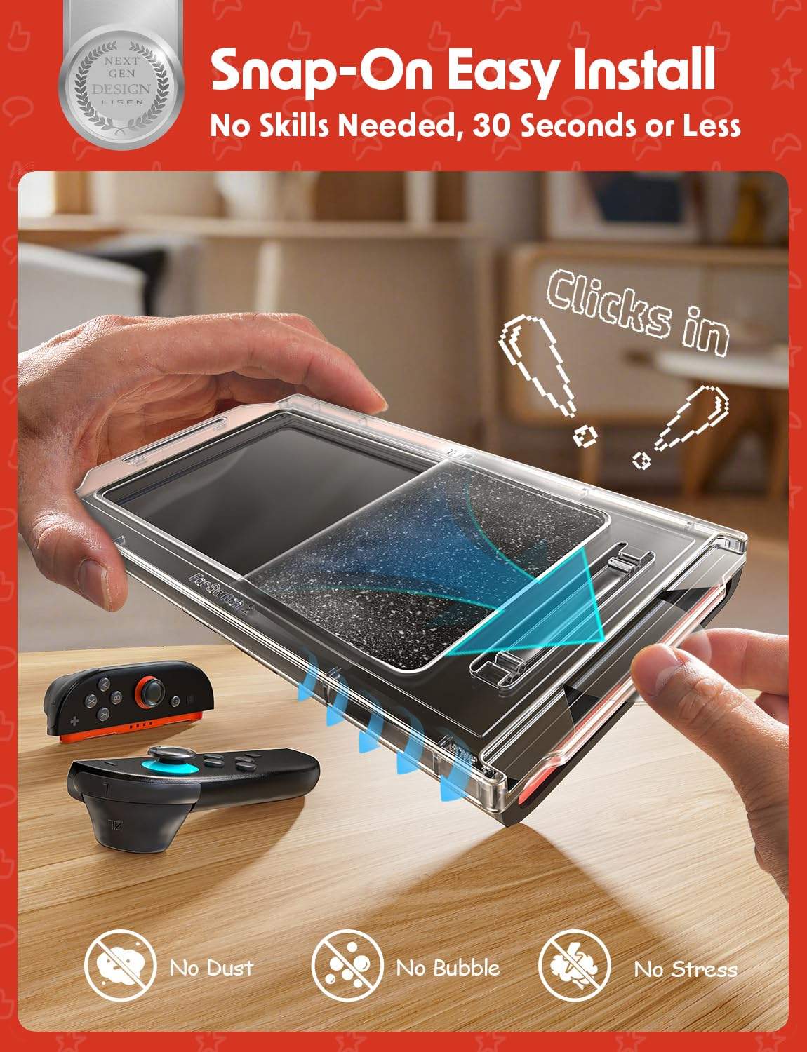 LISEN Displayschutzfolie aus gehärtetem Glas für Nintendo Switch 2 – Auto-Alignment Kit, Vollabdeckung