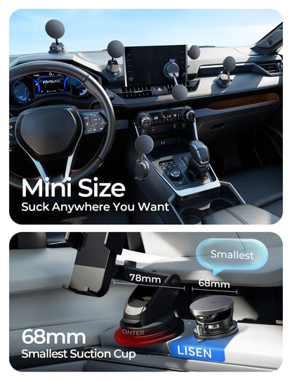 LISEN Qi2 25W Magnetisches Auto-Ladegerät – Vakuum-Saugnapf Halterung, 360° drehbar (iPhone 12–17 & Android)