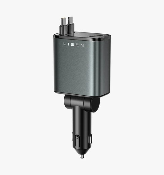 LISEN 84W Auto-Ladegerät – mit einziehbarem USB-C Kabel
