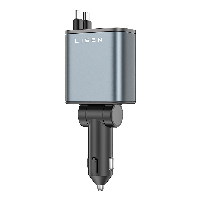 LISEN 84W Auto-Ladegerät mit einziehbarem USB-C Kabel