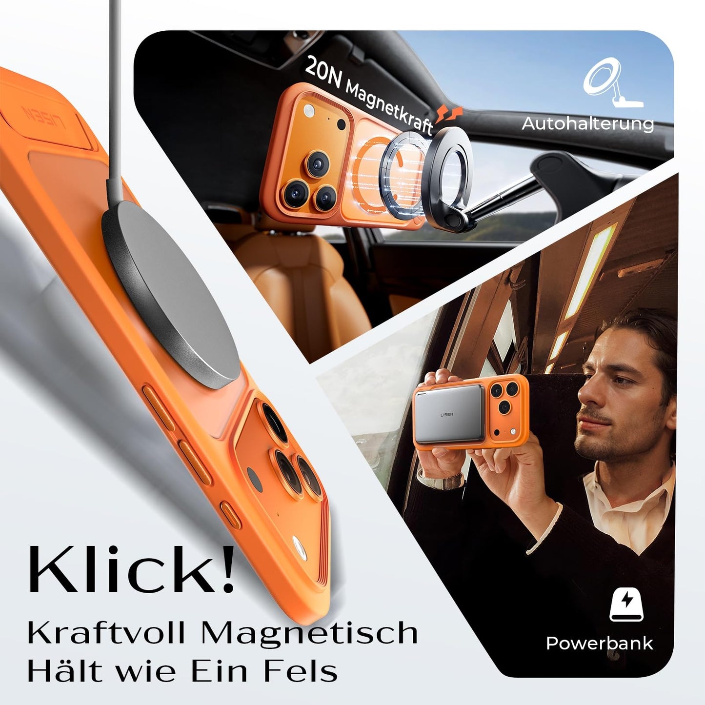 LISEN iPhone 17 Pro Max Hülle – Magnetisch, Stand, Military-Grade Schutz